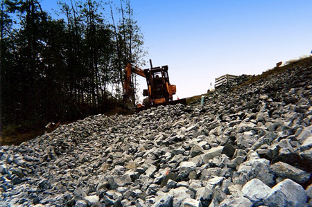 Rock is being trucked in