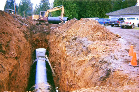72' storm pipe is being connected to a 54' manhole