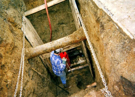 Side sewer connection is under construction